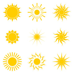 Funny vector sun. A bright and sunny day. A symbol of relaxation and warmth. Vector illustration.