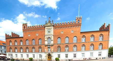 Fototapeta na wymiar Det Gamle Rådhus (city hall) Odense Fyn Region Syddanmark (Region of Southern Denmark) Denmark