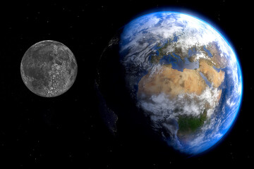 planeta tierra junto con la luna - obrazy, fototapety, plakaty
