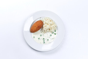rice with cutlet and sauce