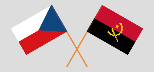 Crossed flags of Czech Republic and Angola. Official colors. Correct proportion