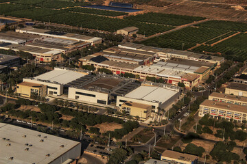 Aerial view of an industrial estate