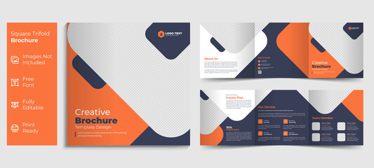 Creative business square trifold brochure template design