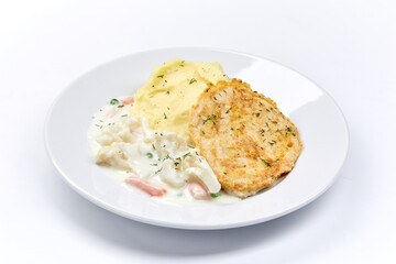 chicken with mashed potato and vegetables