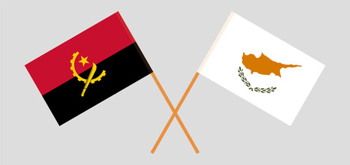 Crossed flags of Angola and Cyprus. Official colors. Correct proportion