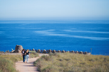 viaje, cabo de gata, playa, paisaje, textura, acuático, mediodia, cielo, mar, oceáno, naturaleza, soleado, azul,  calma, verano, horizonte, anochecer, mediterráneo, costa, mirador,Playa de Los Muertos - 422852300