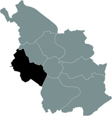 Black location map of the Kölner Lindenthal district inside the German city of Cologne, Germany