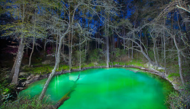 Unnamed Sinkhole Glowing At Night In Florida