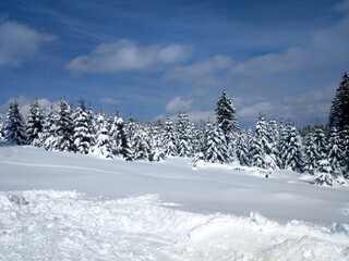 Image at a mountain resort on a sunny morning