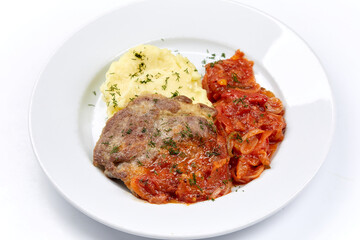 meat with rice and vegetables