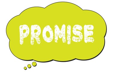 PROMISE text written on a light green thought bubble.