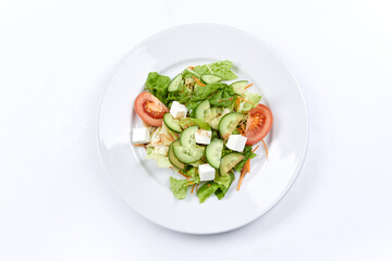 greek salad on the white plate