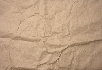 crumpled blank sheet of brown wrapping kraft paper, vintage texture for the designer