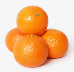 Four oranges isolated on white