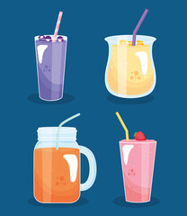 fruit smoothies set