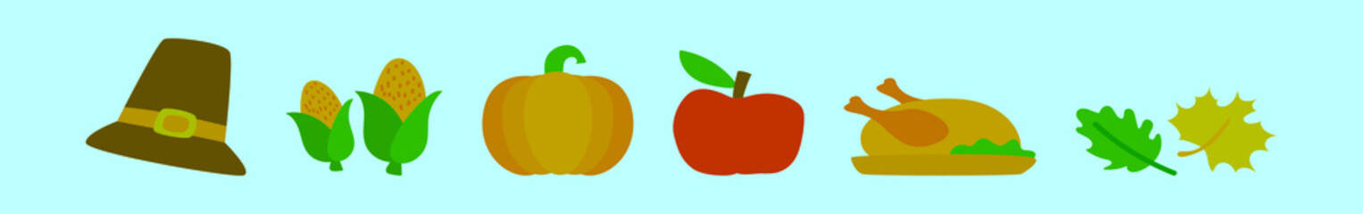 set of thanksgiving cartoon icon design template with various models. vector illustration isolated on blue background