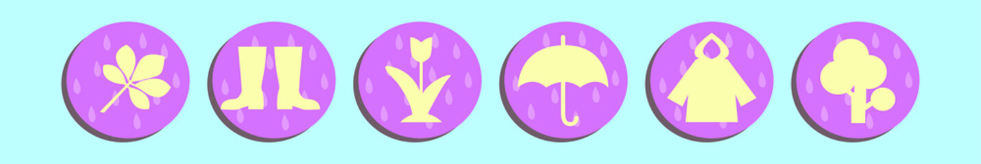 set of spring showers cartoon icon design template with various models. vector illustration isolated on blue background