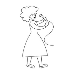 Isolated african American woman singer - Vector illustration