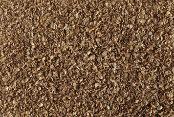 Coriander ground pile background and texture, top view