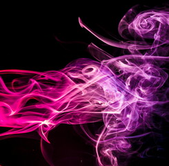 Colored smoke on black background