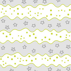 Vector seamless pattern with pots and stars. Abstract design, perfect for prints and patterns, textile, fabric, children background