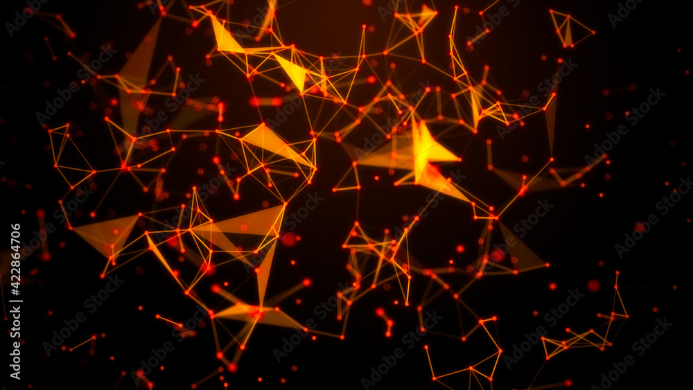 Poster Network connection system.Background with connection dots and lines. Big data vizualization. 3d rendering. 