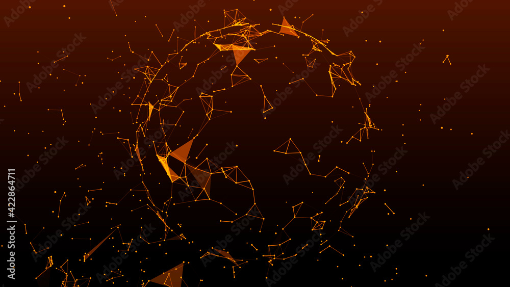 Poster Network connection system.Background with connection dots and lines. Big data vizualization. 3d rendering. 