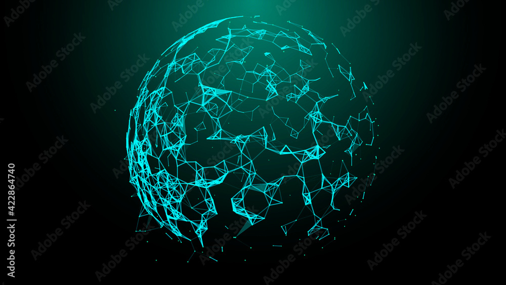 Poster network connection system.background with connection dots and lines. big data vizualization. 3d rend