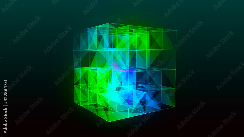 Poster Network connection system.Background with connection dots and lines. Big data vizualization. 3d rendering. 