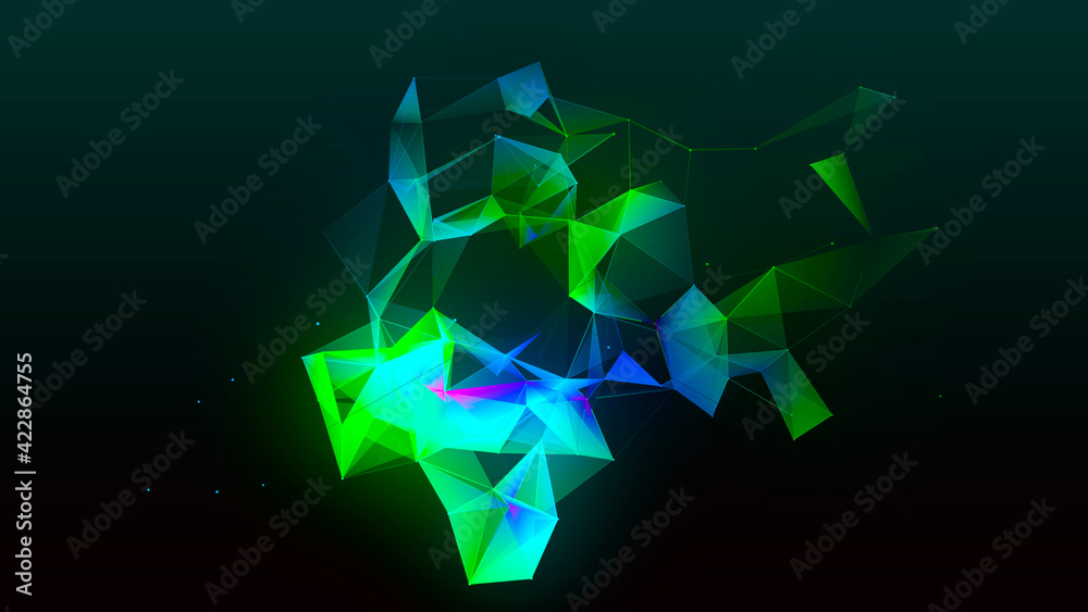 Poster network connection system.background with connection dots and lines. big data vizualization. 3d rend