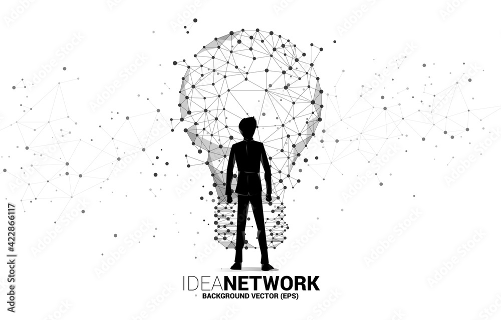 Aufkleber vector businessman with light bulb from wireframe polygonal lines connect dot geometric sphere . con