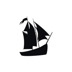 Retro Vintage old sailing ship silhouette logo design