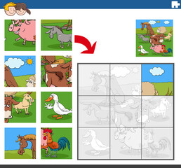 jigsaw puzzle game with funny farm animal characters