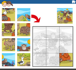 jigsaw puzzle game with funny wild animal characters