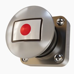 Big Silver Button with the Japanese Flag