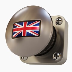 Big Silver Button with the UK Flag (Union Jack)