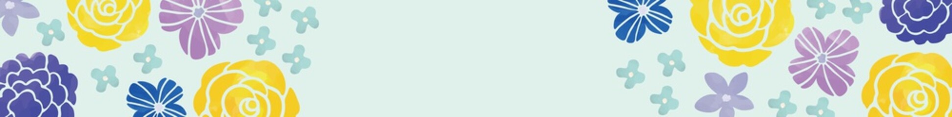 水彩風タッチ　お花フレーム　水色