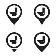 Obraz premium Set of map pointer withcloset icon. Toilet location. Illustration vector