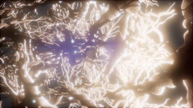 Journey through a neuron cell network inside the brain