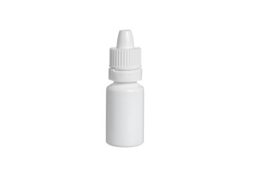 medical plastic bottle isolated on a white background.
Eye drop or ear drop bottle on a white background.
Nasal or eye spray for nose or eye health.  