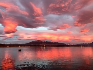 Fototapeta premium Sunrise in Puerto Natales, Chile