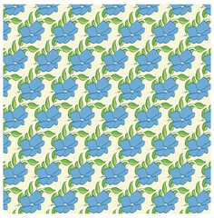 Vector set of design spring seamless pattern with pink and blue flowers, green leafs. Summer. Floral. Illustration for wedding invitations, wallpaper, textile, wrapping paper, fashion, fabric, web.