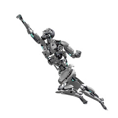 master cyber robot is flying up