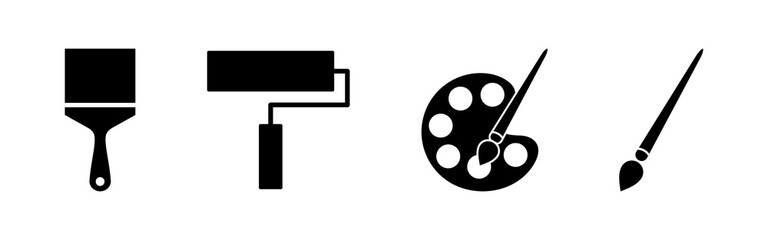 Paint icon set. paint brush icon vector. paint roller icon vector