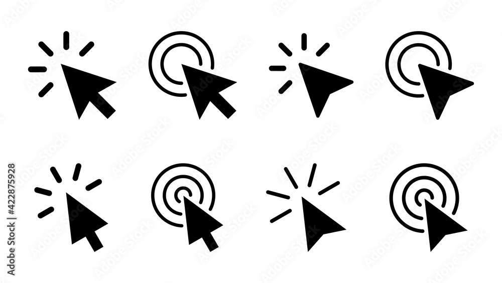 Poster click icon set. pointer arrow icon. cursor icon vector