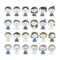 老若男女人物デフォルメイラストセット