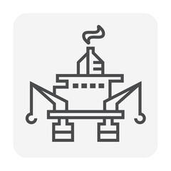 Oil platform or offshore drilling rig vector icon. Equipment of petroleum industry for supply fossil fuel, crude, natural gas and resource from oil well. By exploration, extraction and production.