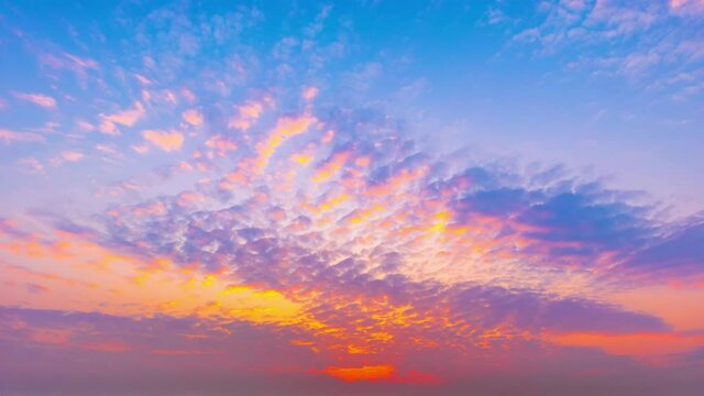 Red sunset sky nature background,Beautiful colorful sky clouds, fast moving cloudscape.4K Time lapse.