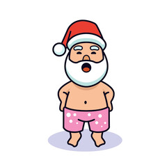 Summer Santa mascot design illustration