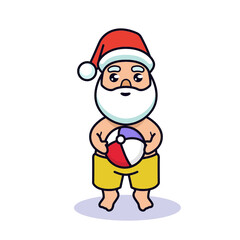 Summer Santa mascot design illustration